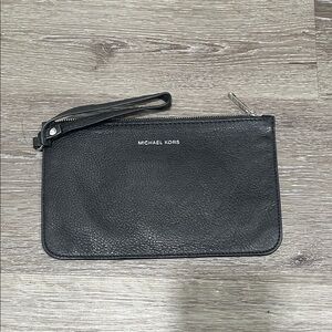 Michael Kors Black Pebbled Leather Wristlet